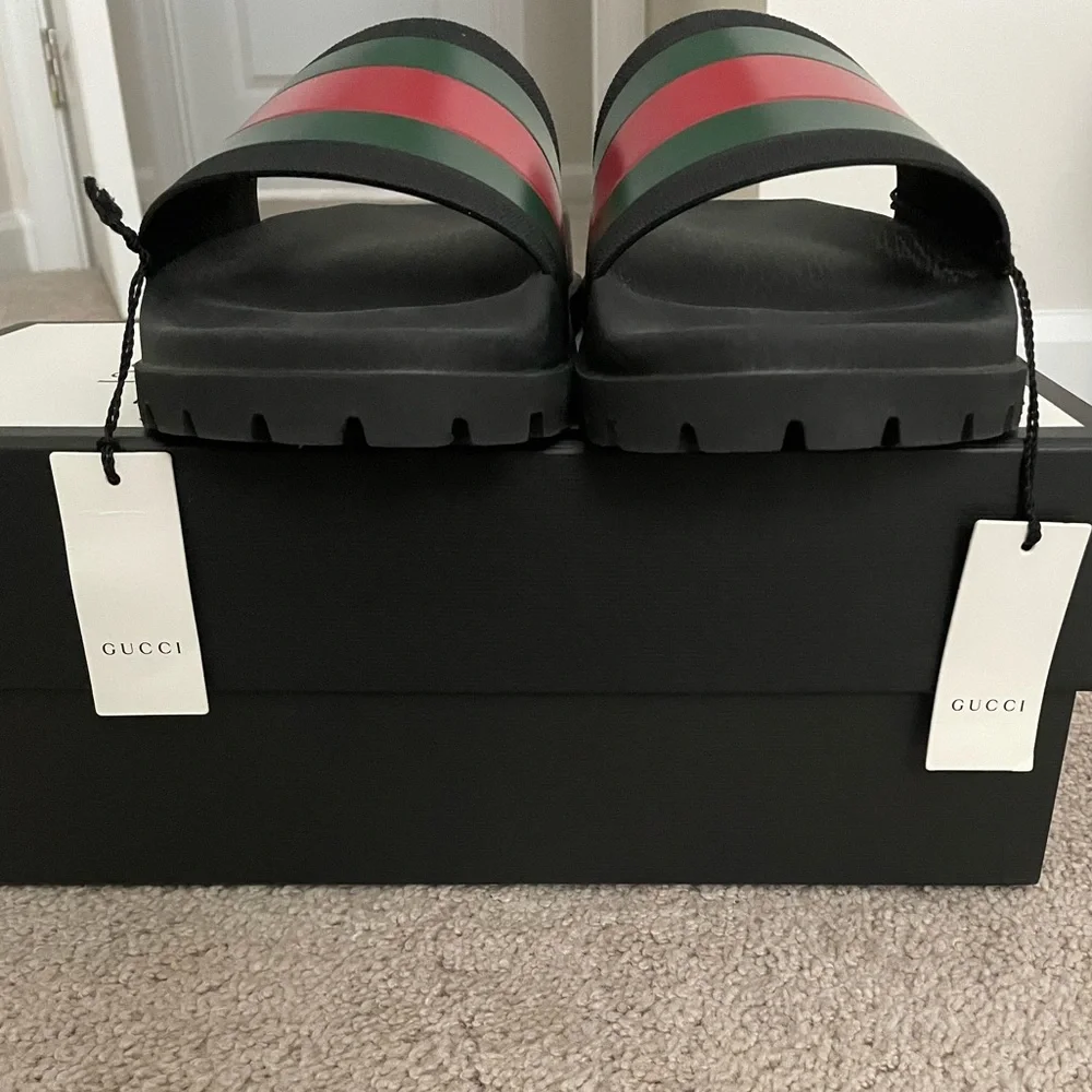 Gucci Web Slide Sandals - Picture 2 of 10